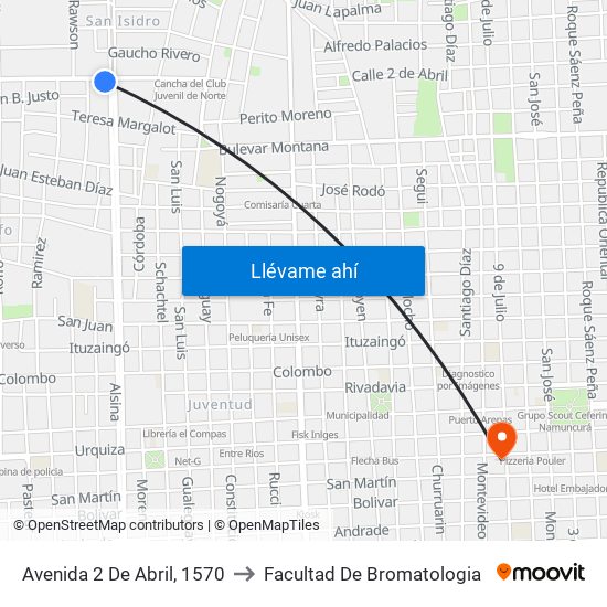 Avenida 2 De Abril, 1570 to Facultad De Bromatologia map