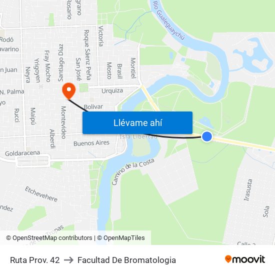 Ruta Prov. 42 to Facultad De Bromatologia map