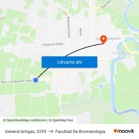 General Artigas, 3293 to Facultad De Bromatologia map