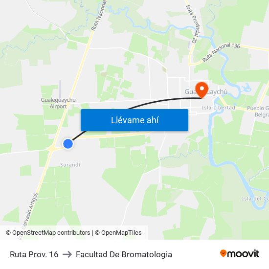 Ruta Prov. 16 to Facultad De Bromatologia map