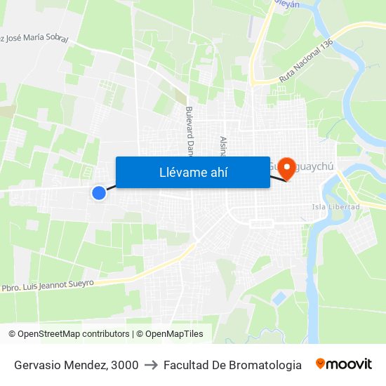 Gervasio Mendez, 3000 to Facultad De Bromatologia map
