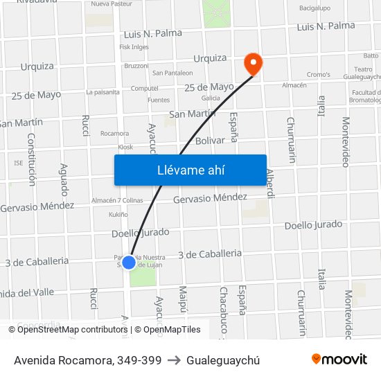 Avenida Rocamora, 349-399 to Gualeguaychú map