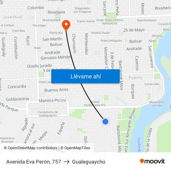 Avenida Eva Perón, 757 to Gualeguaychú map