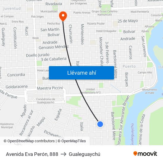 Avenida Eva Perón, 888 to Gualeguaychú map