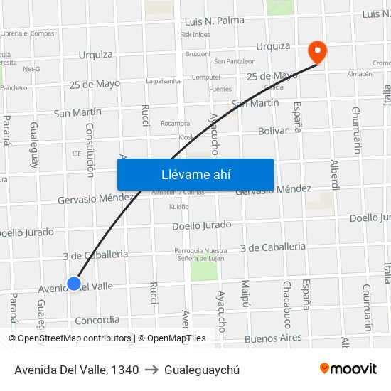 Avenida Del Valle, 1340 to Gualeguaychú map
