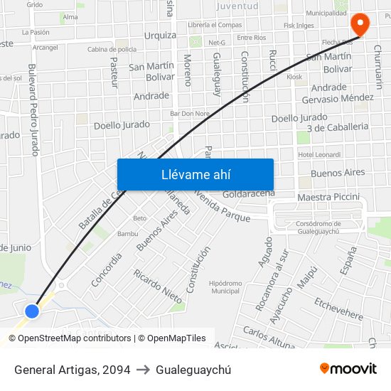 General Artigas, 2094 to Gualeguaychú map