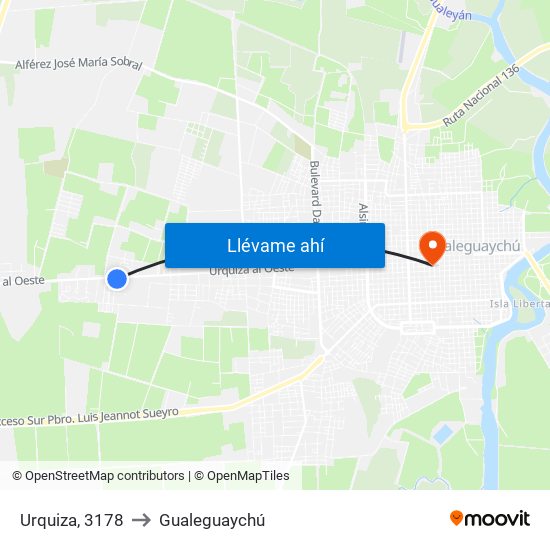 Urquiza, 3178 to Gualeguaychú map