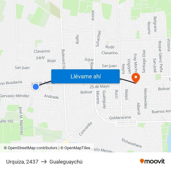 Urquiza, 2437 to Gualeguaychú map
