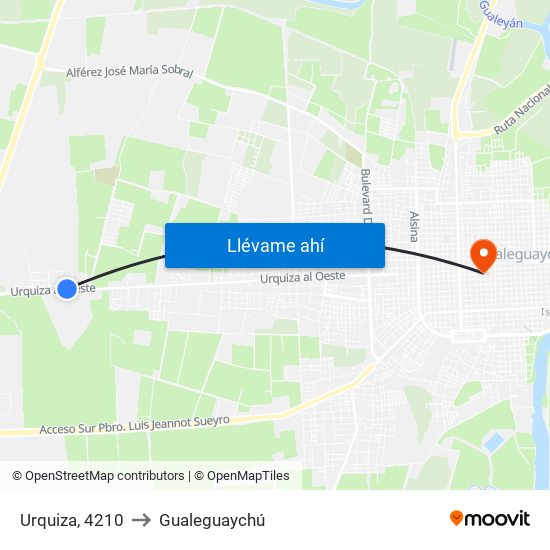 Urquiza, 4210 to Gualeguaychú map