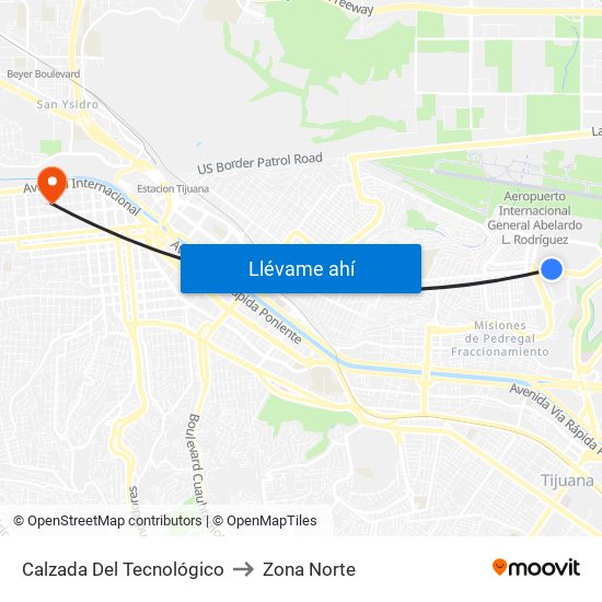 Calzada Del Tecnológico to Zona Norte map