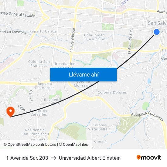 1 Avenida Sur, 203 to Universidad Albert Einstein map