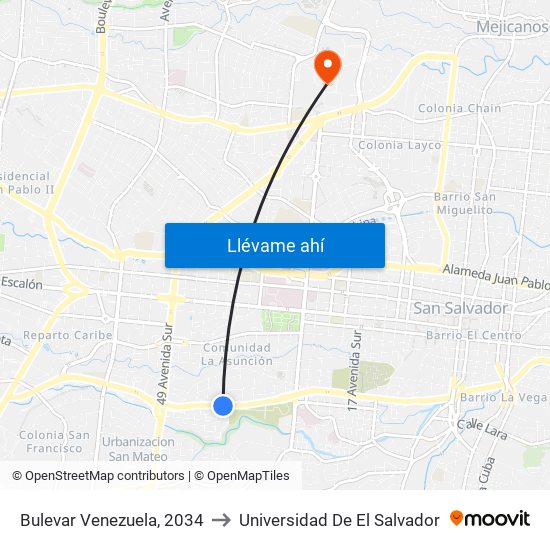 Bulevar Venezuela, 2034 to Universidad De El Salvador map