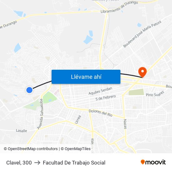 Clavel, 300 to Facultad De Trabajo Social map