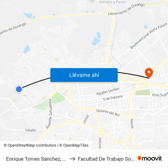 Enrique Torres Sánchez, 205 to Facultad De Trabajo Social map