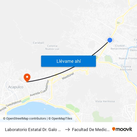 Laboratorio Estatal Dr. Galo Soberón Y Parra to Facultad De Medicina | Uagro map