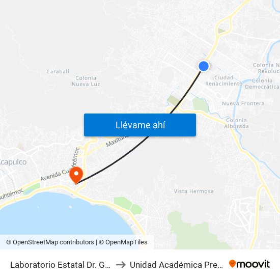 Laboratorio Estatal Dr. Galo Soberón Y Parra to Unidad Académica Preparatoria #7 Uagro map