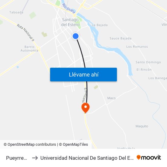 Pueyrredón, 58 to Universidad Nacional De Santiago Del Estero Sede El Zanjon map