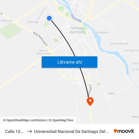 Calle 109, 2470 to Universidad Nacional De Santiago Del Estero Sede El Zanjon map