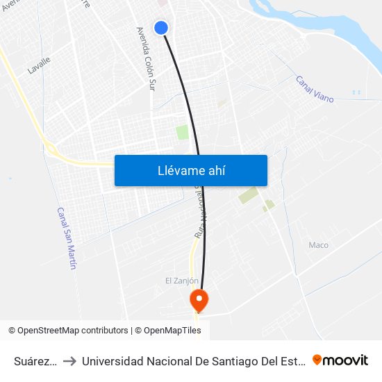 Suárez, 289 to Universidad Nacional De Santiago Del Estero Sede El Zanjon map