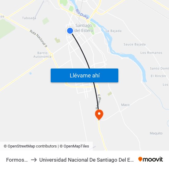 Formosa, 524 to Universidad Nacional De Santiago Del Estero Sede El Zanjon map