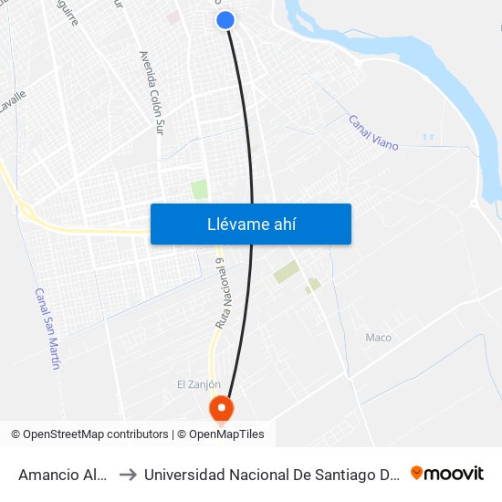 Amancio Alcorta, 197 to Universidad Nacional De Santiago Del Estero Sede El Zanjon map