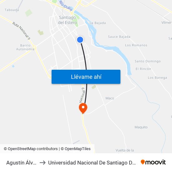 Agustín Álvarez, 359 to Universidad Nacional De Santiago Del Estero Sede El Zanjon map