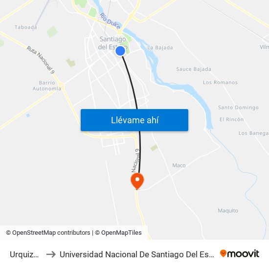 Urquiza, 458 to Universidad Nacional De Santiago Del Estero Sede El Zanjon map