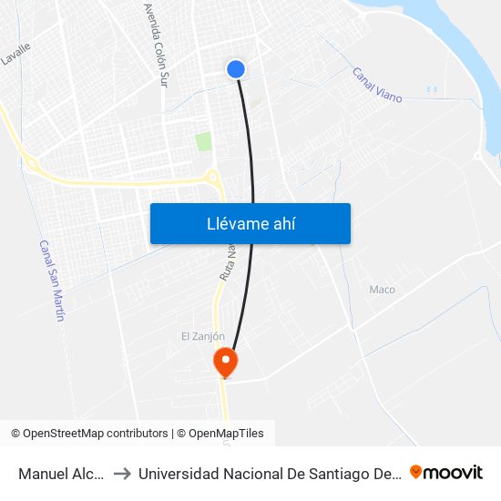 Manuel Alcorta, 742 to Universidad Nacional De Santiago Del Estero Sede El Zanjon map