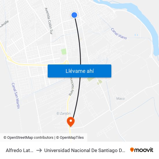 Alfredo Latapie, 683 to Universidad Nacional De Santiago Del Estero Sede El Zanjon map