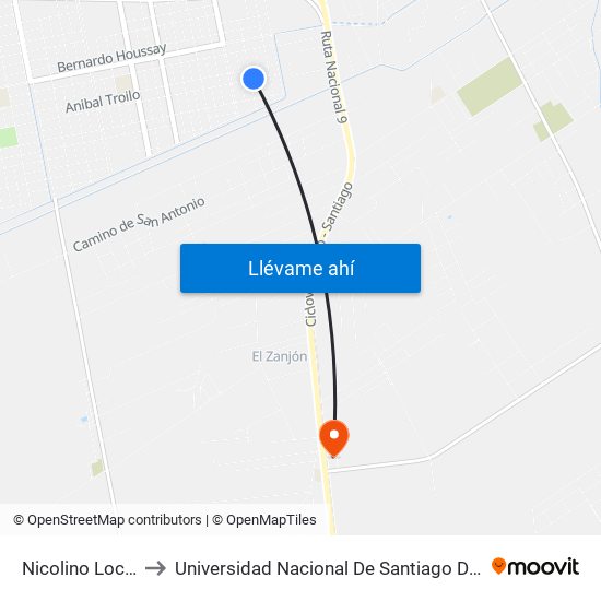 Nicolino Locche, 1020 to Universidad Nacional De Santiago Del Estero Sede El Zanjon map