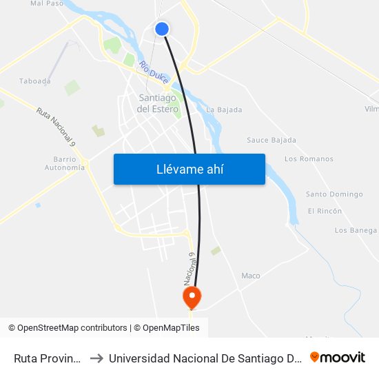Ruta Provincial 1, 523 to Universidad Nacional De Santiago Del Estero Sede El Zanjon map