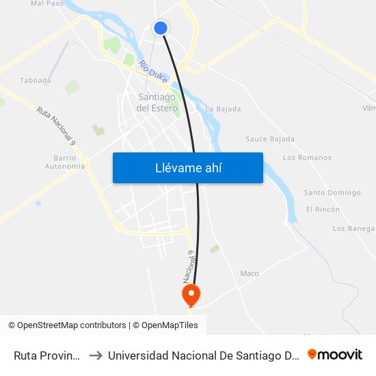 Ruta Provincial 1, 485 to Universidad Nacional De Santiago Del Estero Sede El Zanjon map