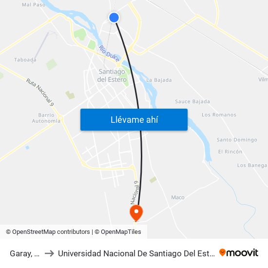 Garay, 2114 to Universidad Nacional De Santiago Del Estero Sede El Zanjon map