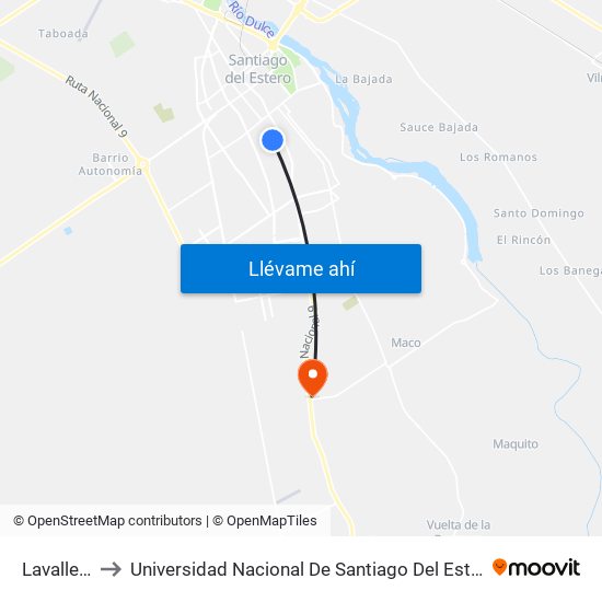 Lavalle, 214 to Universidad Nacional De Santiago Del Estero Sede El Zanjon map