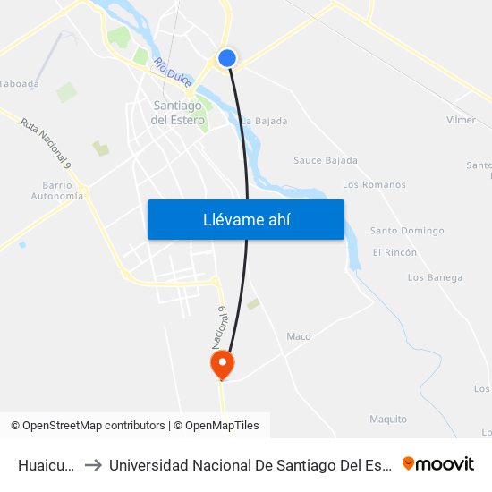 Huaicuru, 11 to Universidad Nacional De Santiago Del Estero Sede El Zanjon map