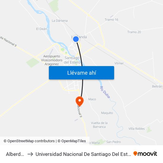 Alberdi, 757 to Universidad Nacional De Santiago Del Estero Sede El Zanjon map