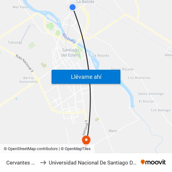 Cervantes Norte, 379 to Universidad Nacional De Santiago Del Estero Sede El Zanjon map