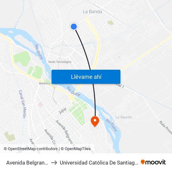 Avenida Belgrano, 1400 to Universidad Católica De Santiago Del Estero map