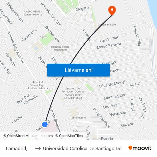 Lamadrid, 175 to Universidad Católica De Santiago Del Estero map