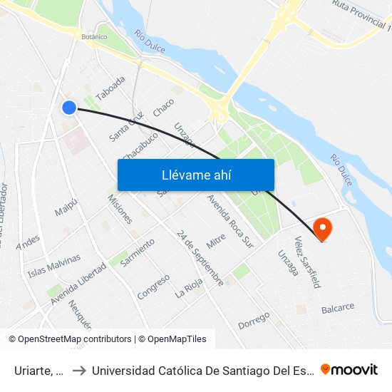 Uriarte, 14 to Universidad Católica De Santiago Del Estero map