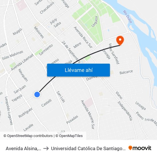Avenida Alsina, 1424 to Universidad Católica De Santiago Del Estero map