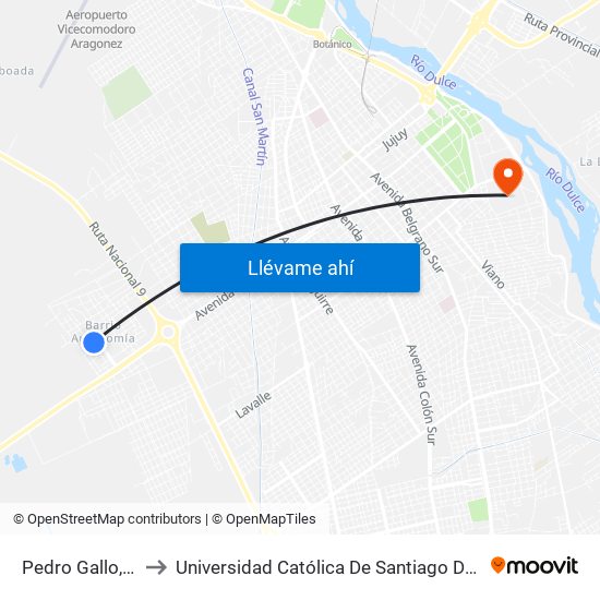 Pedro Gallo, 714 to Universidad Católica De Santiago Del Estero map