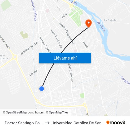 Doctor Santiago Corbalan, 2300 to Universidad Católica De Santiago Del Estero map