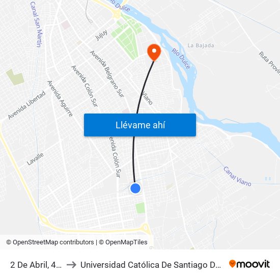 2 De Abril, 4614 to Universidad Católica De Santiago Del Estero map