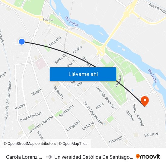 Carola Lorenzini, 521 to Universidad Católica De Santiago Del Estero map