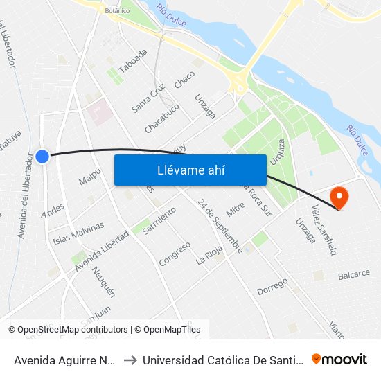 Avenida Aguirre Norte, 1138 to Universidad Católica De Santiago Del Estero map