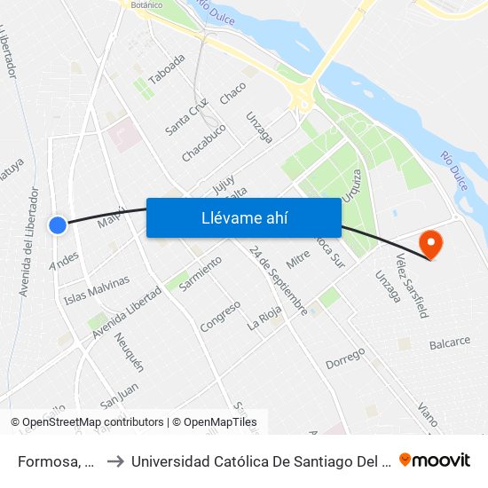Formosa, 899 to Universidad Católica De Santiago Del Estero map