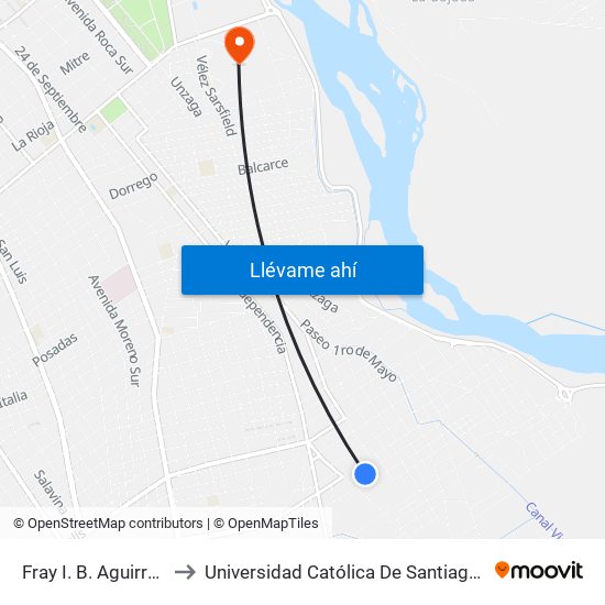 Fray I. B. Aguirre, 1276 to Universidad Católica De Santiago Del Estero map