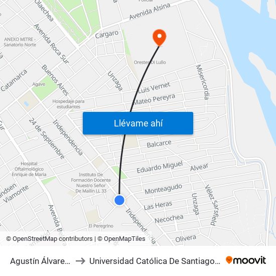 Agustín Álvarez, 359 to Universidad Católica De Santiago Del Estero map