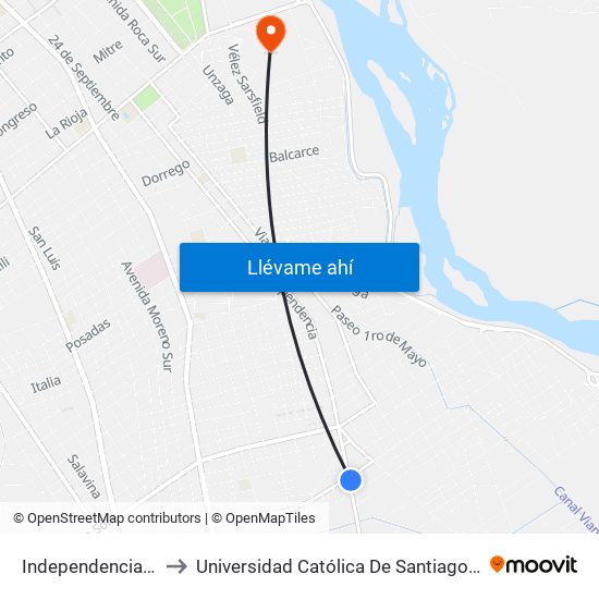 Independencia, 3205 to Universidad Católica De Santiago Del Estero map